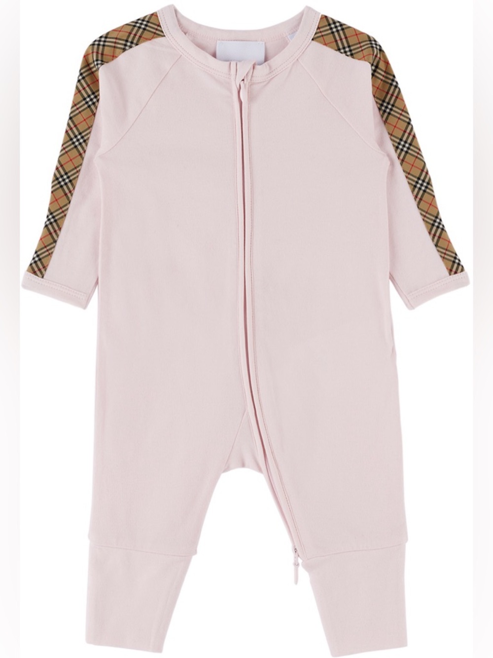 Burberry Claude Mini Check One Piece Pajamas in Alabaster Pink Size 9 Months NWT